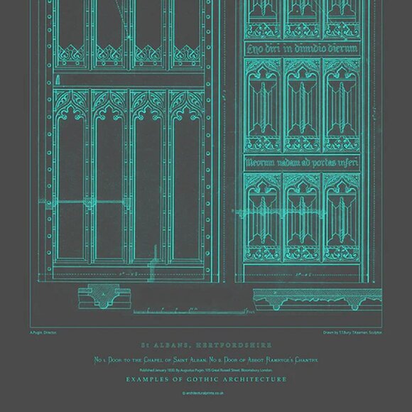 Architectural Print: St Alban's Doors / Size A2 - Picture 3 of 5
